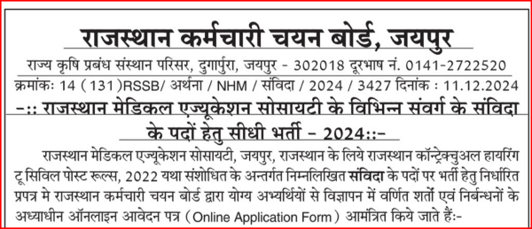 Notification of Rajasthan MES Vacancy 2025