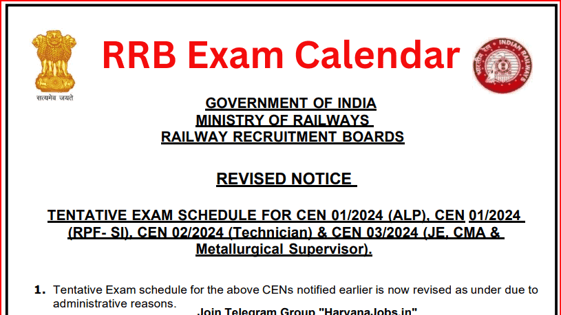 RRB Exam Schedule 2024: आरआरबी रेलवे SI, लोको पायलट और टेक्नीशियन की परीक्षा की तारीखें जारी हैं; पढ़ें पूरी खबर